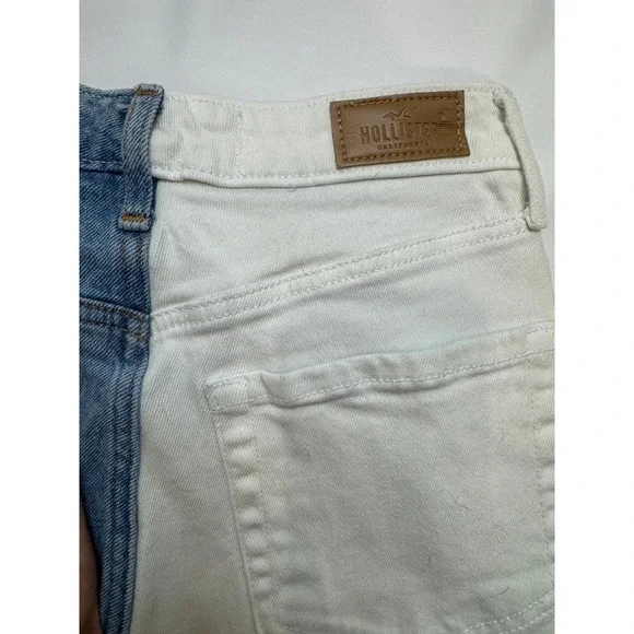 Hollister Mom Jeans Blue White Ultra High Rise Two Tone W24 L27 - Picture 5 of 5